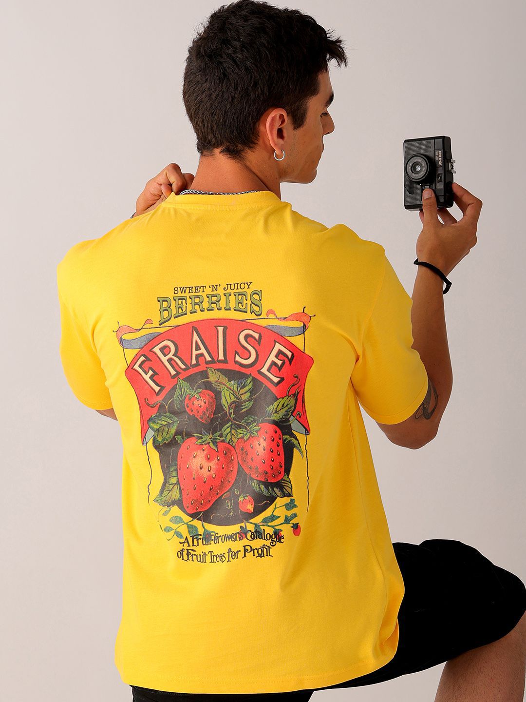 The Indian Garage Co Men Back Printed Boxy Oversized Round Neck T-shirt