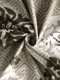 KLOTTHE Beige Ethnic Motifs Cotton 300 TC Dilengkapi Cadar Bujang Halus dengan Sarung Bantal-87 x 59 inci