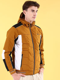 The Indian Garage Co Men Colourblocked Bomber Jacket with Hood