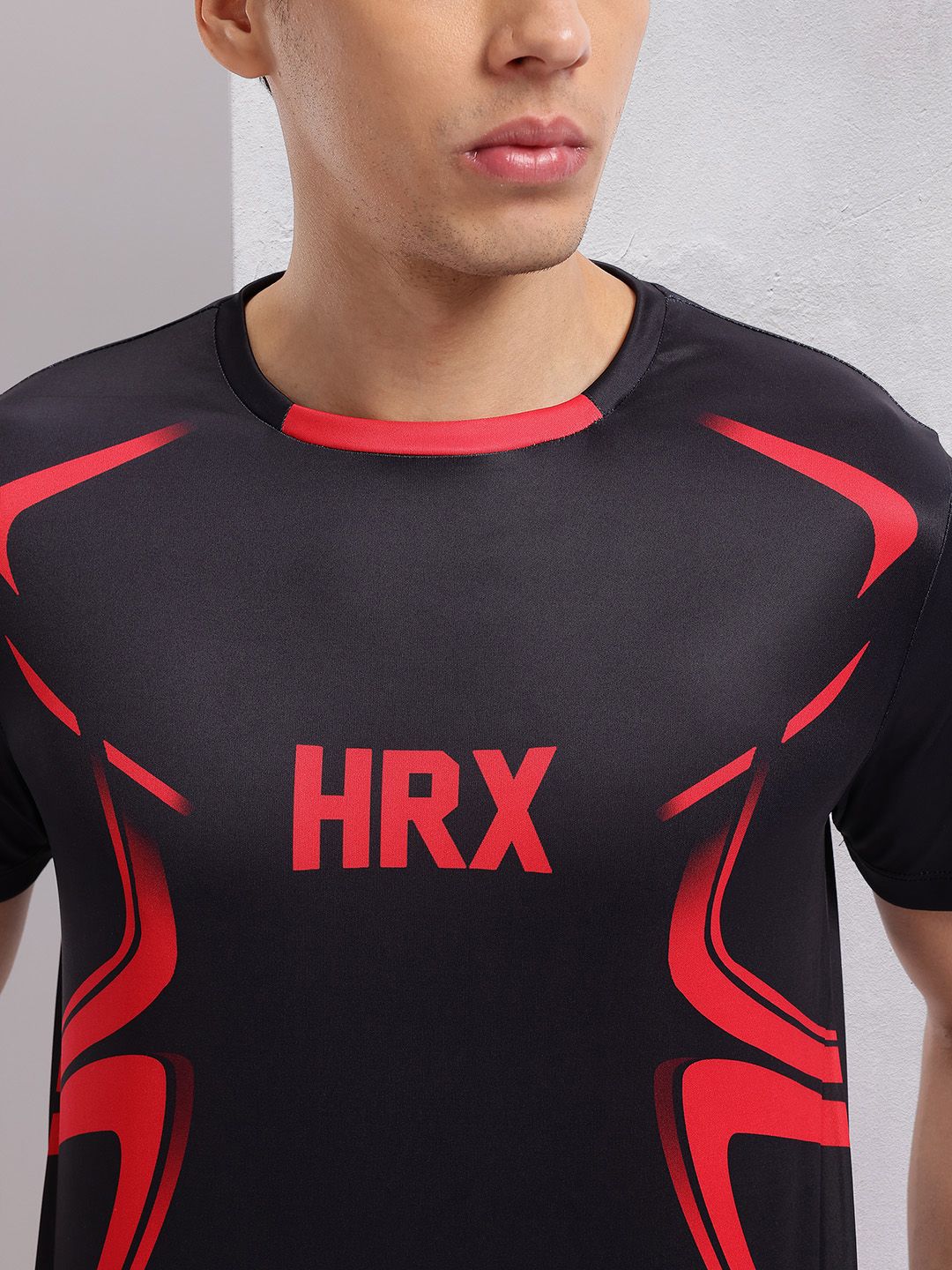 HRX by Hrithik Roshan Brand Logo & Abstract Printed Football T-shirt