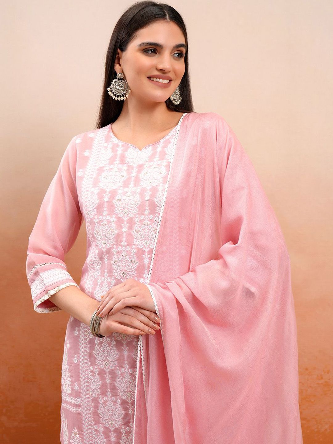 Vishudh Paisley Embroidered Regular Thread Work Kurta with Trouser & Dupatta