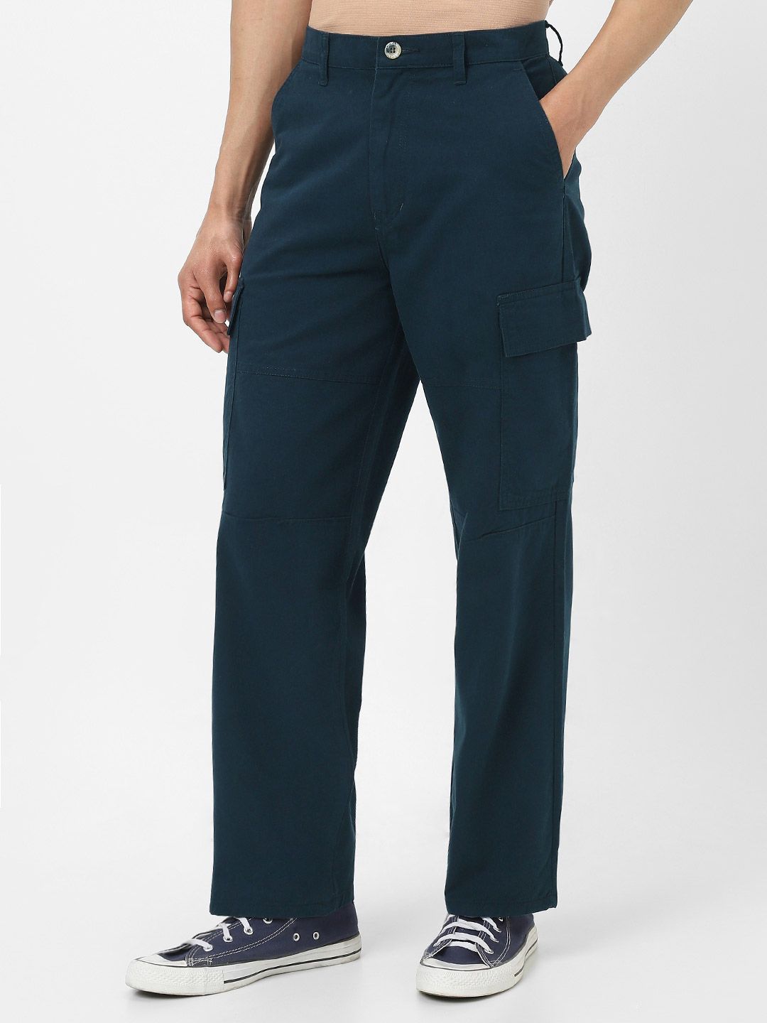 Urbano Fashion Men Loose Baggy Fit Pure Cotton Cargo Trouser