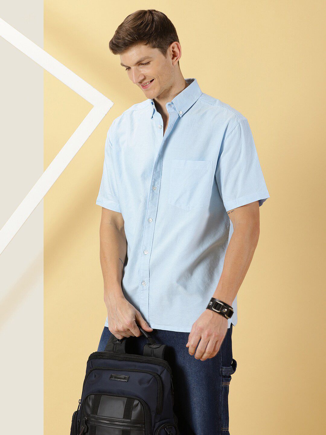 Thomas Scott Button Down Collar Relaxed Boxy Cotton Casual Shirt