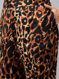 Antheaa Prinnted Round Neck Tunic With Flared Palazzos Co-Ords