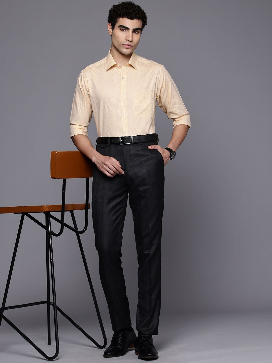 Raymond Slim Fit Checked Pure Cotton Formal Shirt