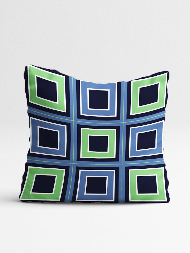 STITCHNEST Green & White Set of 5 Geometric Square Cushion Covers