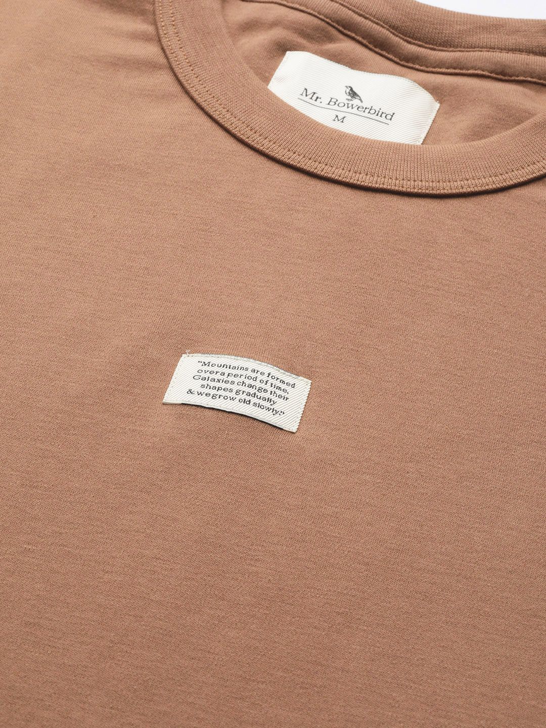 Mr Bowerbird Men Peach-Coloured Pure Cotton Philosophy Crew Neck Oversized Pure Cotton T-shirt