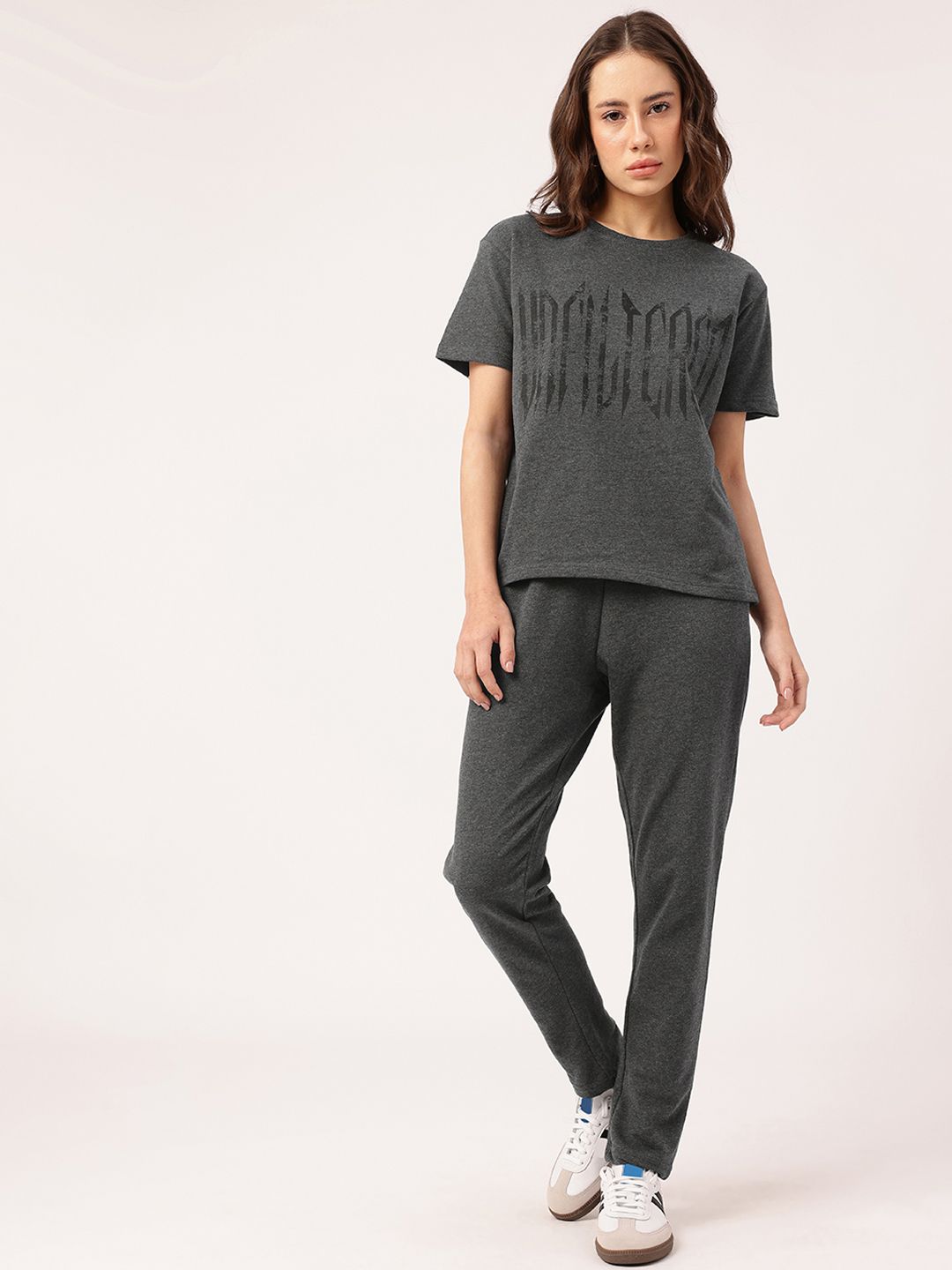 DressBerry Urban Chic Cotton Terry Relaxed Fit Printed T-Shirt & Trouser Co-Ords