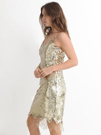 RAREISM Sequin Embellished Shoulder Straps Sheath Party Dress