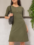 DressBerry Soft Grunge Ribbed Fit & Flare Dress