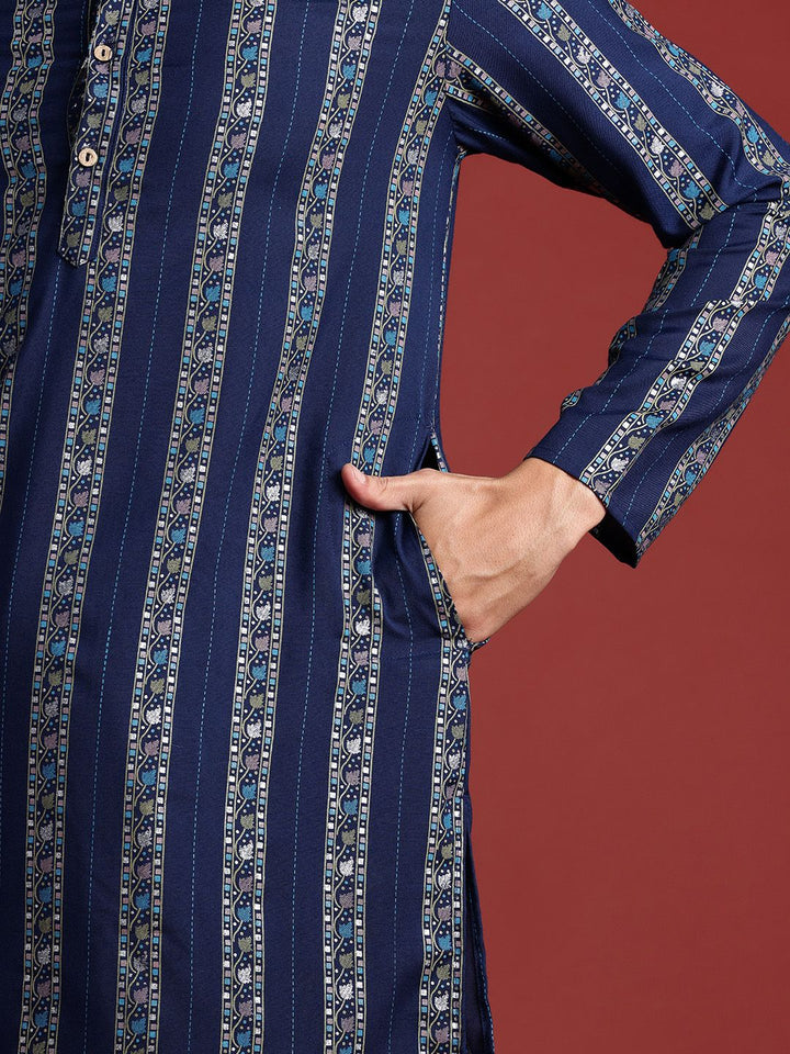Anouk Indie Floral Striped Straight Kurta