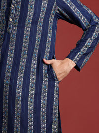 Anouk Indie Floral Striped Straight Kurta
