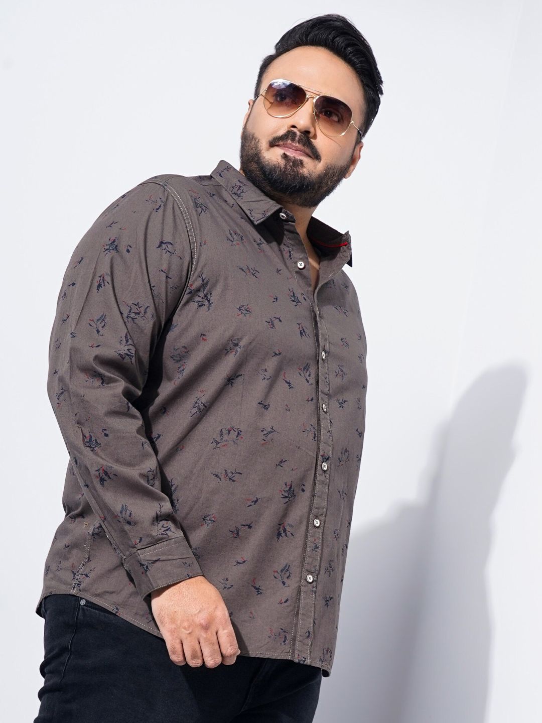 The Indian Garage Co Plus Size Floral Printed Cotton Casual Shirt