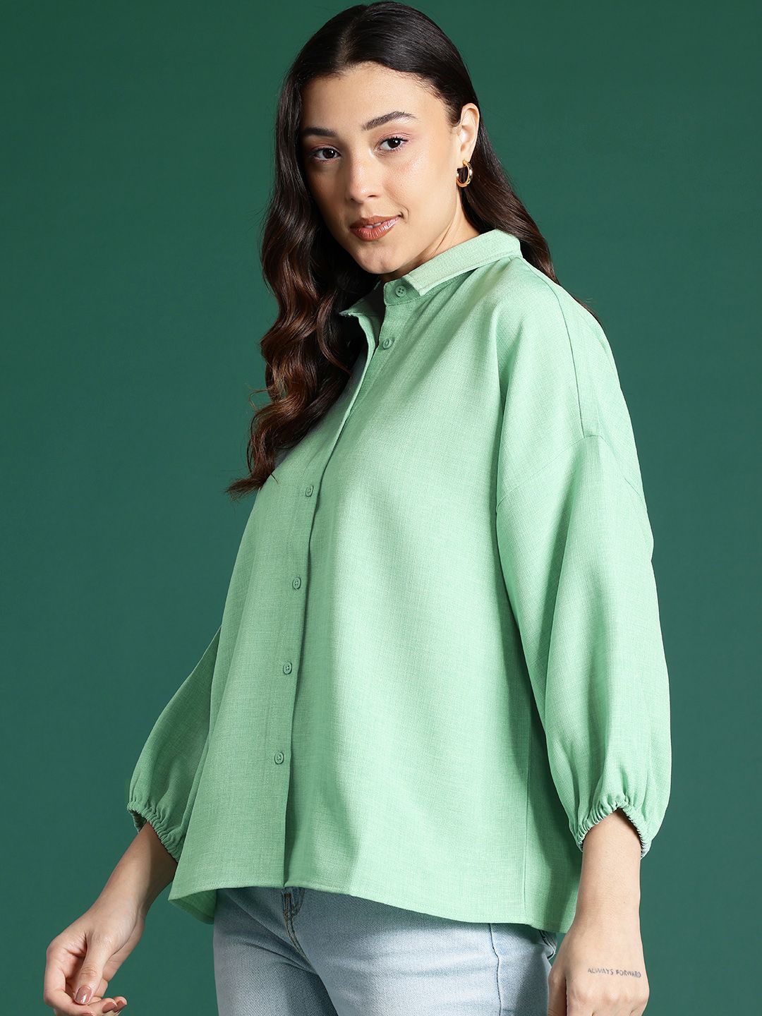 DressBerry Pure Cotton Drop-Shoulder Sleeve Shirt