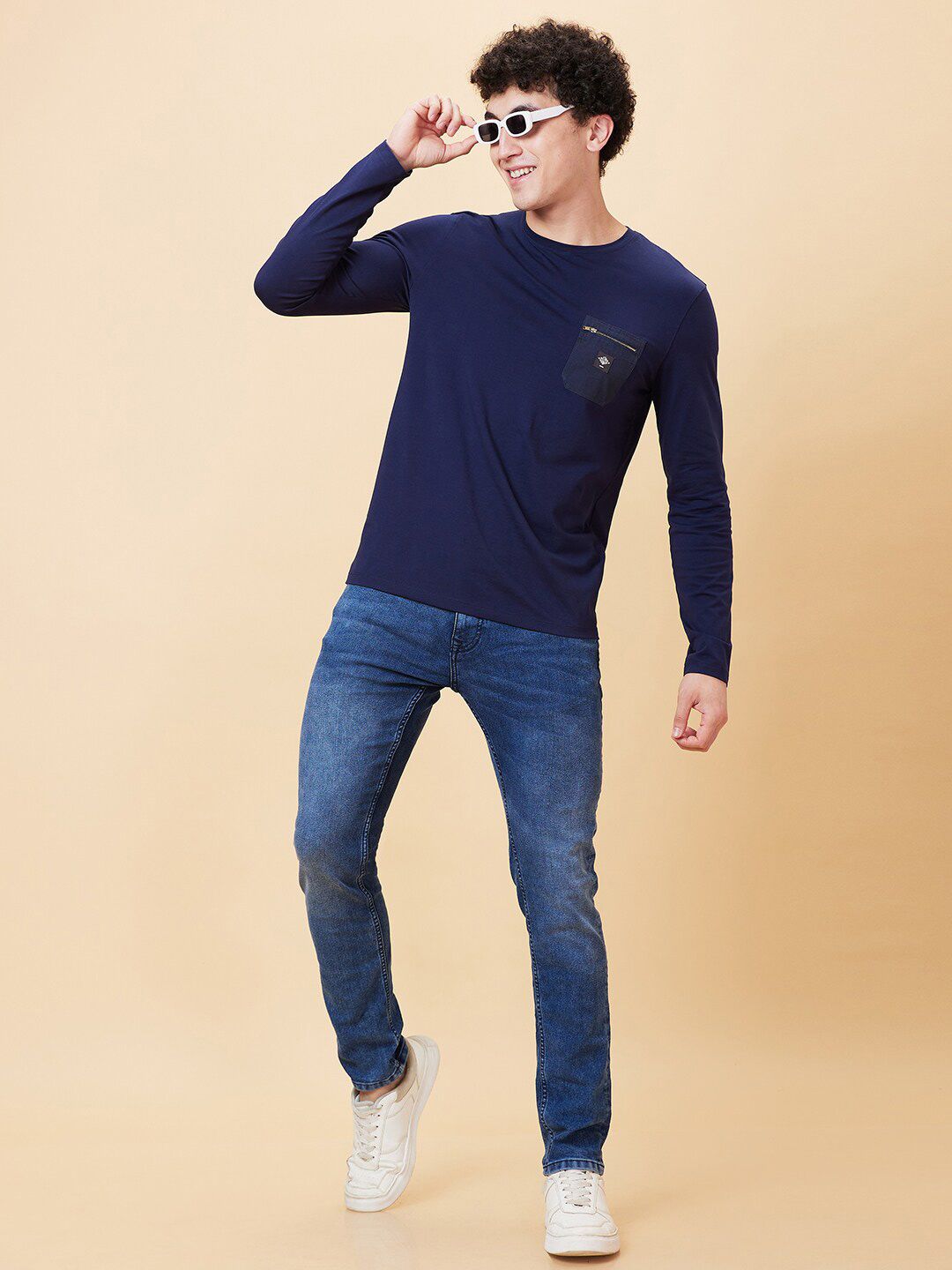 Being Human Graphic Printed Round Neck Long Sleeves Pockets Regular T-shirt