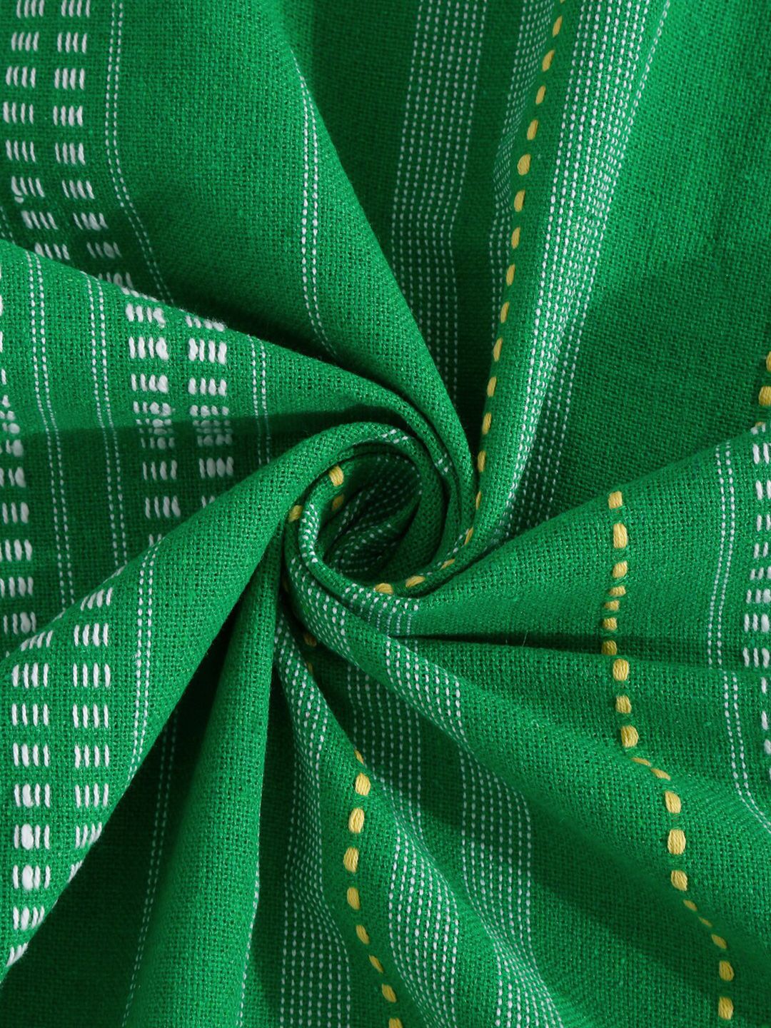 KLOTTHE Green Striped Cotton 400 TC Double King Bedsheet Set