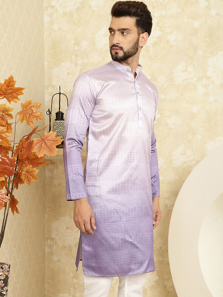 SOJANYA Men Purple Thread Work Jacquard Kurta