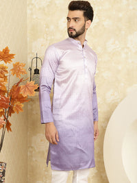 SOJANYA Men Purple Thread Work Jacquard Kurta