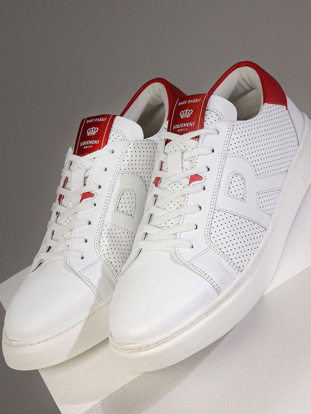 RARE RABBIT Men Perforations Leather Sneakers