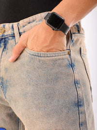 The Indian Garage Co Men Straight Fit Light FadePatch Jeans