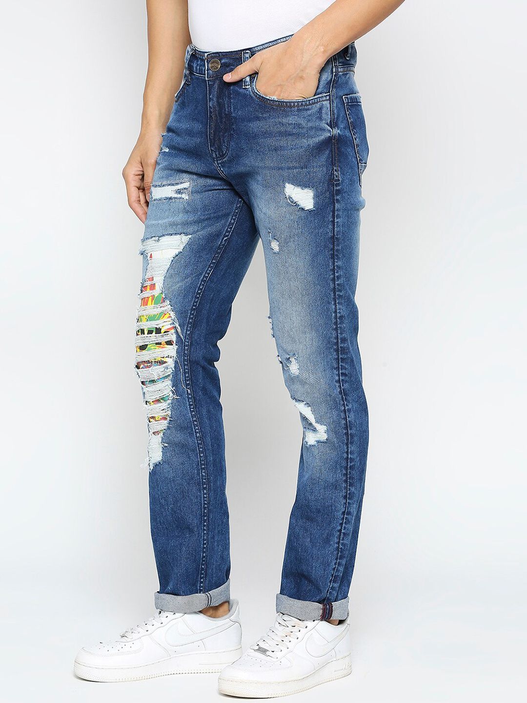 Being Human Men Slim Fit Highly Distressed Heavy Fade Mid-Rise Jeans