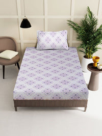 KLOTTHE Kelabu Kapas Bunga Bernafas 400 TC Dilengkapi Cadar Tempat Tidur Single Superfine dengan Sarung Bantal-59 x 89 inci