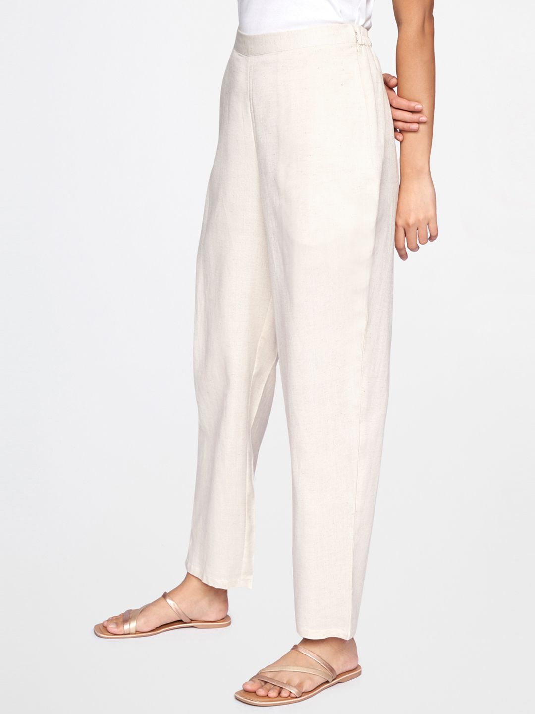 Global Desi Women Beige Solid Slim Fit Culottes Trousers