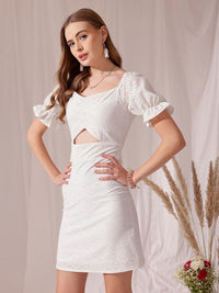 STREET 9 Sweetheart Neck Flutter Sleeve Sheath Dress
