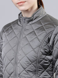 Tokyo Talkies Women Silver-Toned Solid Puffer Jacket