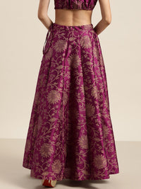 Shae by SASSAFRAS Charming Purple Floral Jacquard Skirt