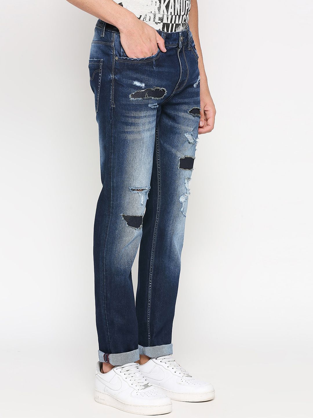 Being Human Men Mildly Distressed Heavy Fade Slim Fit Jeans