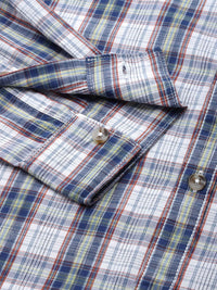 The Indian Garage Co Men White Regular Fit Tartan Checks Opaque Checked Casual Shirt