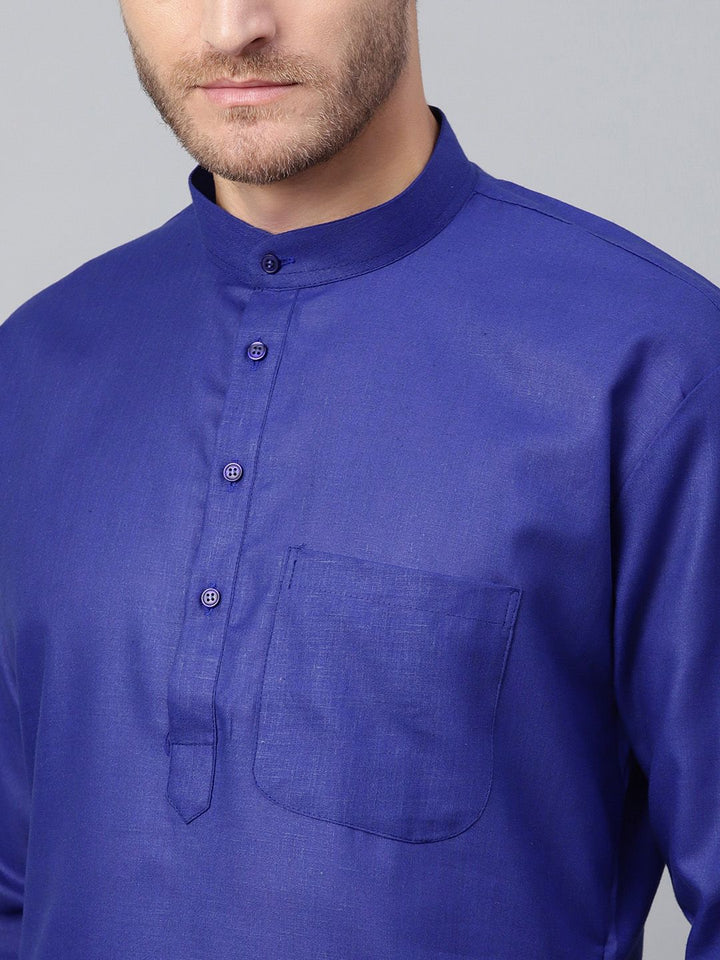 SOJANYA Men Blue Solid Straight Kurta