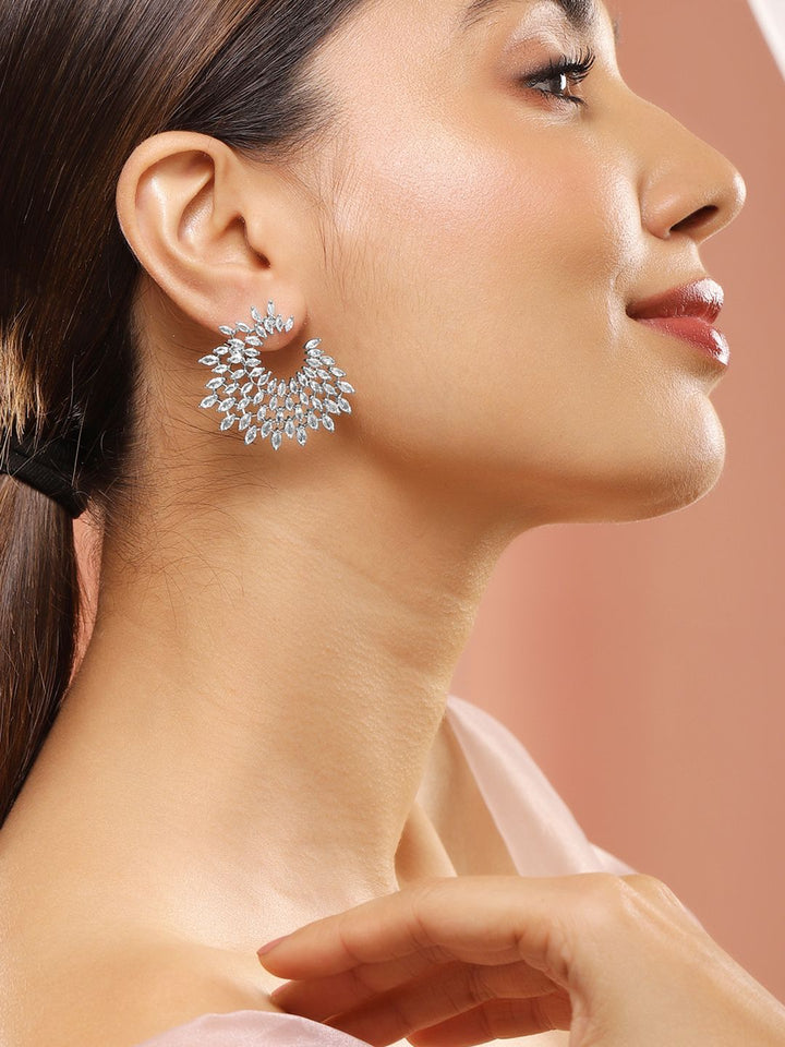 Rubans perak bersalut iklan buatan tangan buatan tangan & padu zirkonia bertudung spiral stud anting-anting