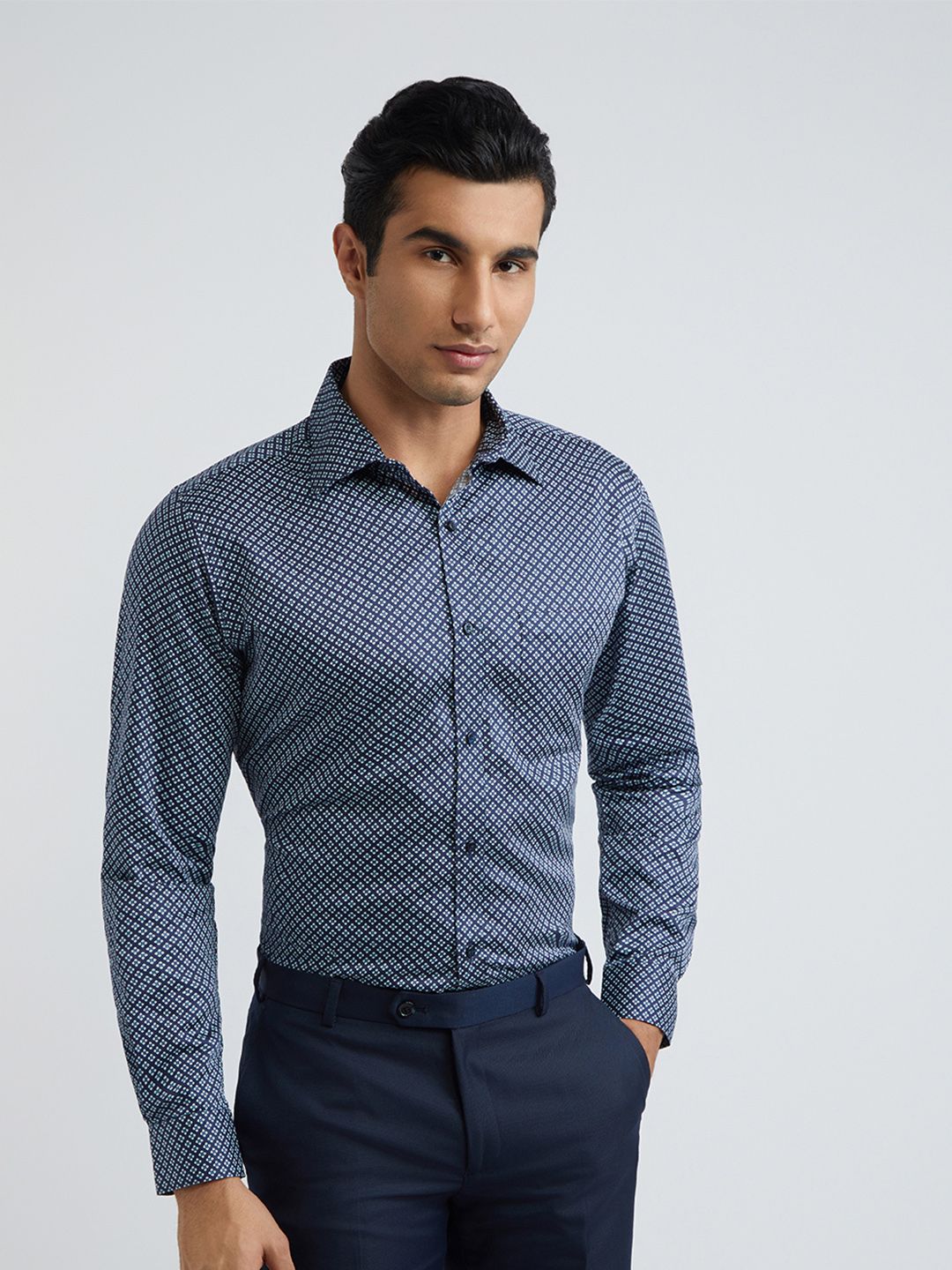 Baju Formal Bercetak Raymond Slim Fit Pure Cotton