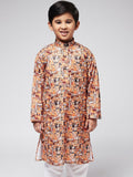 SOJANYA Boys Blue Floral Printed Thread Work Kurta