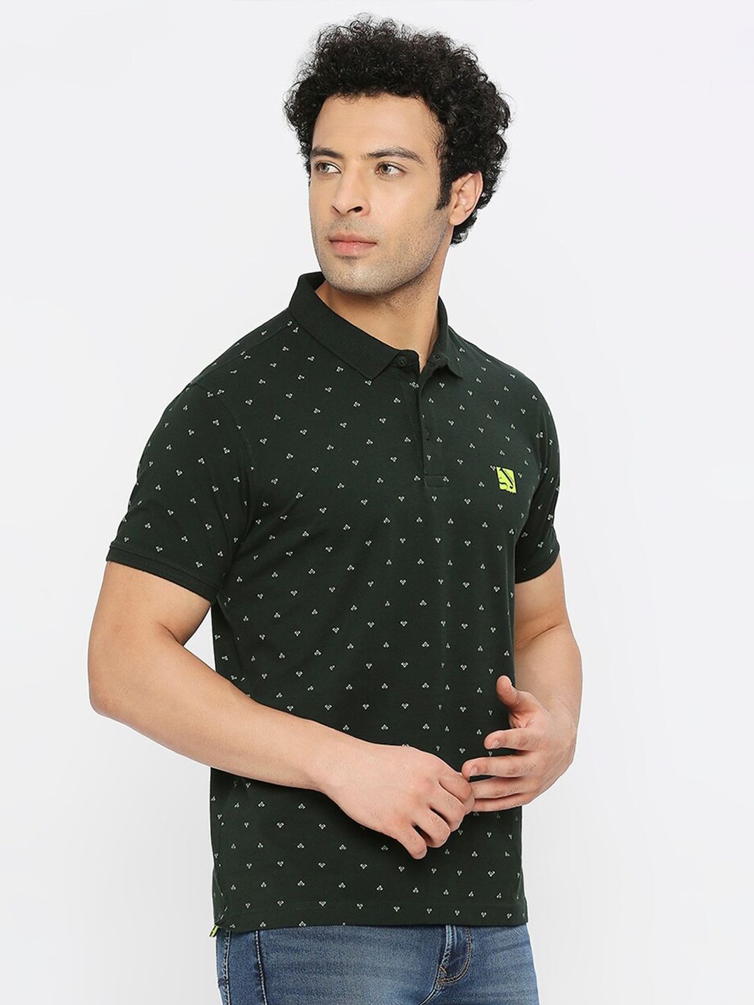 SPYKAR Printed Polo Collar Cotton T-shirt