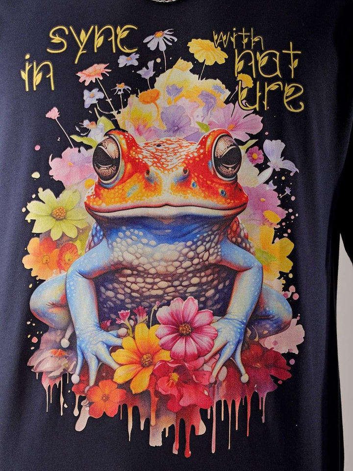 The Indian Garage Co Men Pure Cotton Back Printed Boxy Oversized Round Neck T-shirt