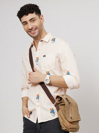 The Indian Garage Co Men White & Beige Striped Casual Shirt