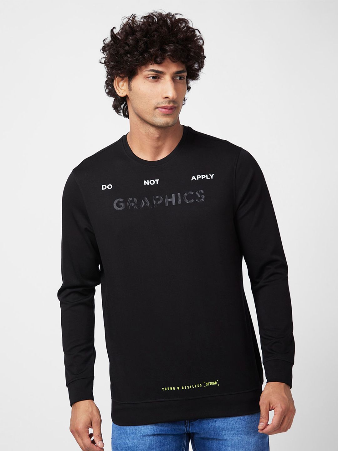 SPYKAR Typography Printed Cotton Sweatshirt