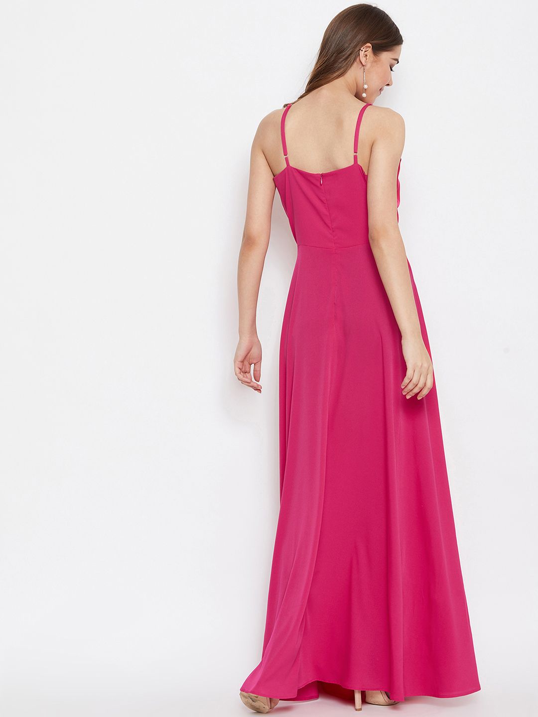 Berrylush Pink Partywear Western Style Maxi Gown