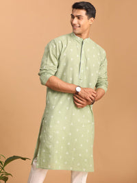 VASTRAMAY Geometric Woven Design Jacquard Cotton Sustainable Kurta