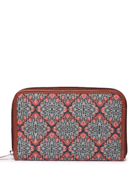 ZOUK Women Teal & Blue Ethnic Motifs Printed Zip Detail Zip Around Wallet