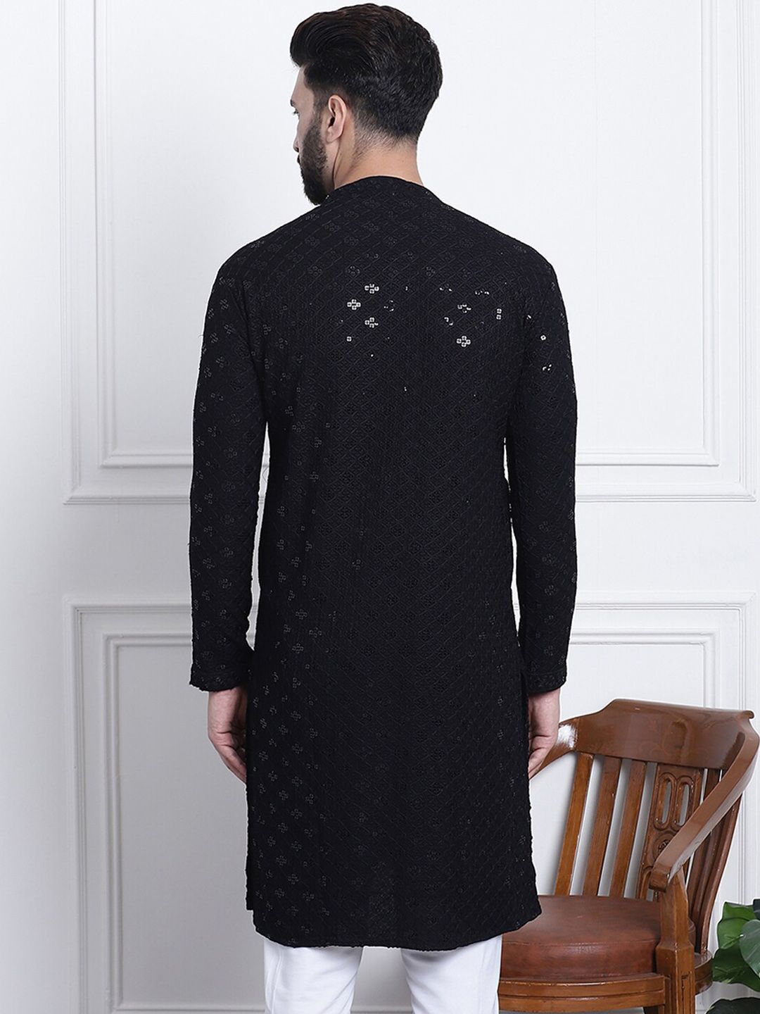 SOJANYA Embellished Mandarin Collar Pure Cotton Kurta