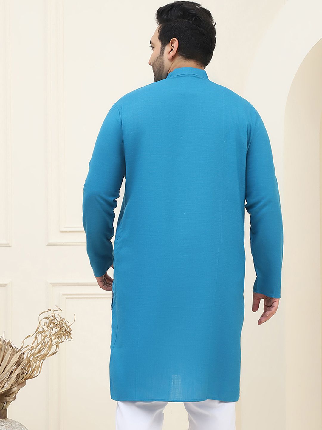 SOJANYA PLUS Men Blue Pure Cotton Kurta