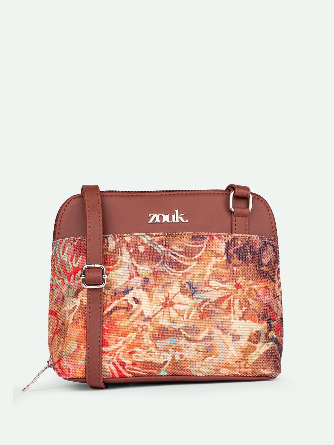 ZOUK Floral Printed Structured Sling Bag