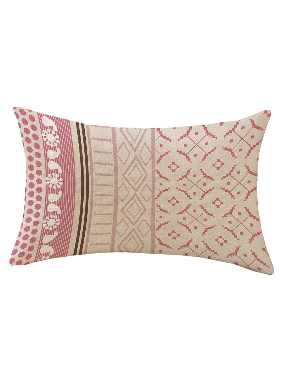 STITCHNEST Pink & Blue Set of 2 Geometric Rectangle Cushion Covers