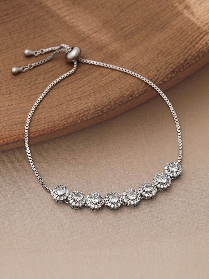 Rubans Rhodium bersalut Zirconia Kubik yang disusun gelang laras premium