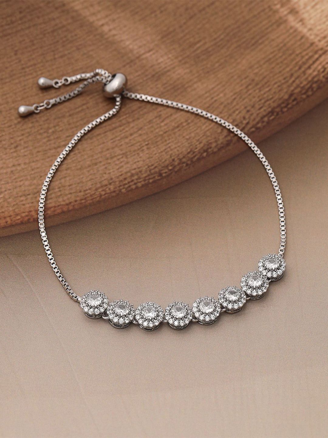 Rubans Rhodium bersalut Zirconia Kubik yang disusun gelang laras premium