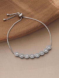 Rubans Rhodium bersalut Zirconia Kubik yang disusun gelang laras premium